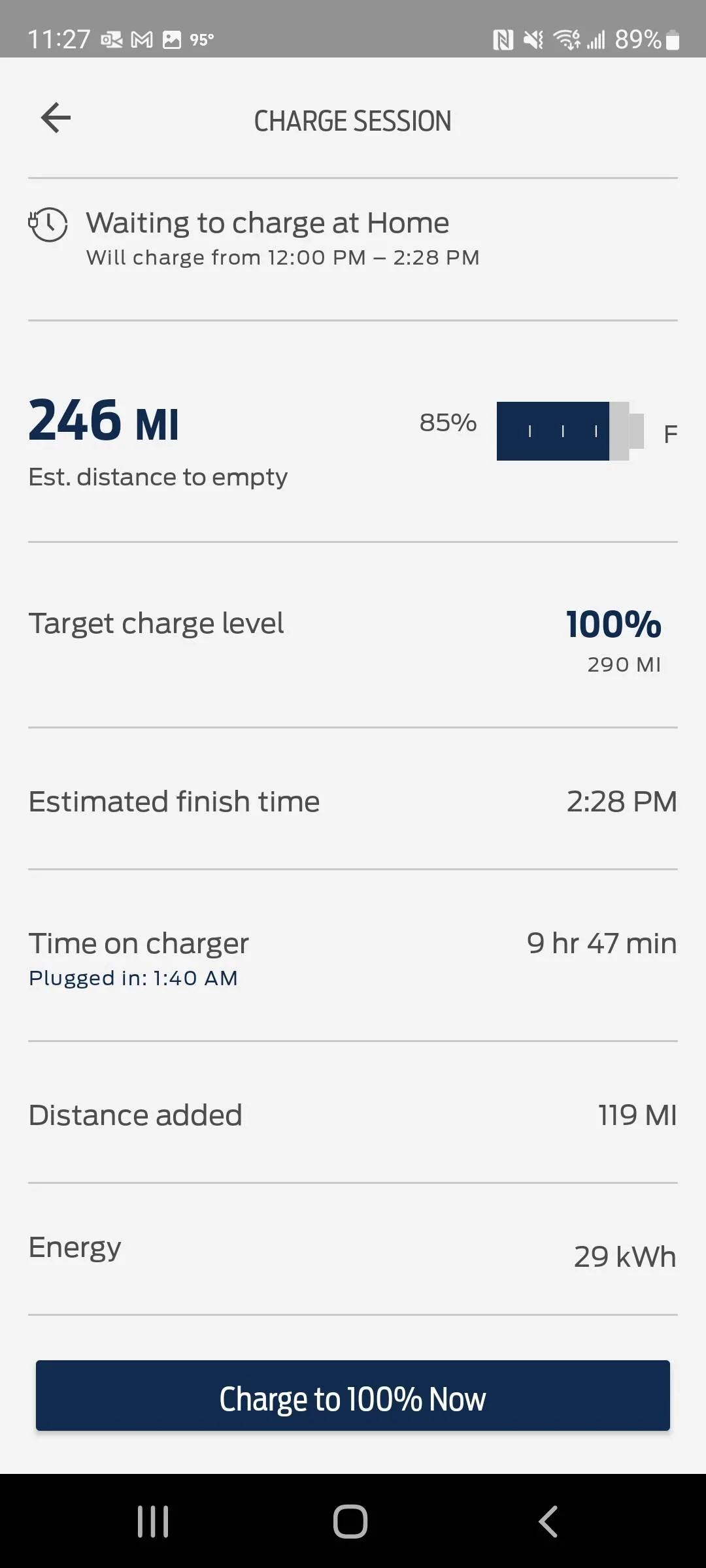 Ford Mustang Mach-E FordPass - Charge to 100% Screenshot_20220826-112751_FordPass