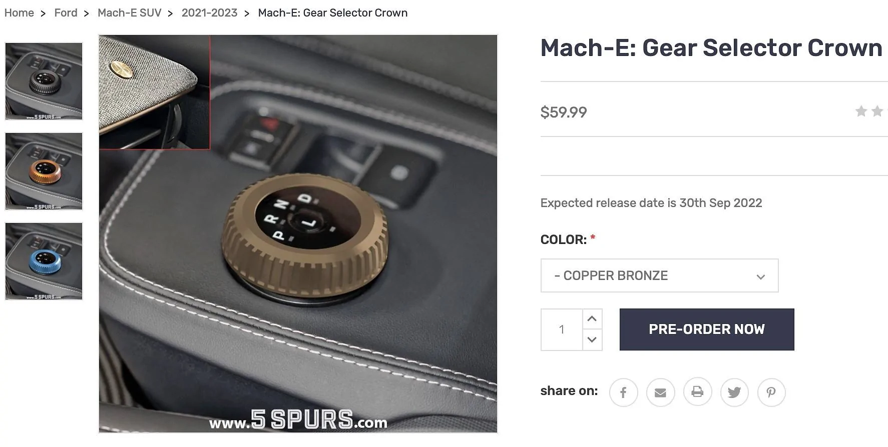 Ford Mustang Mach-E Enhance the Look and Feel of Your Interior with 5 SPURS Dial Crowns Screen Shot 2022-08-29 at 8.24.15 AMD