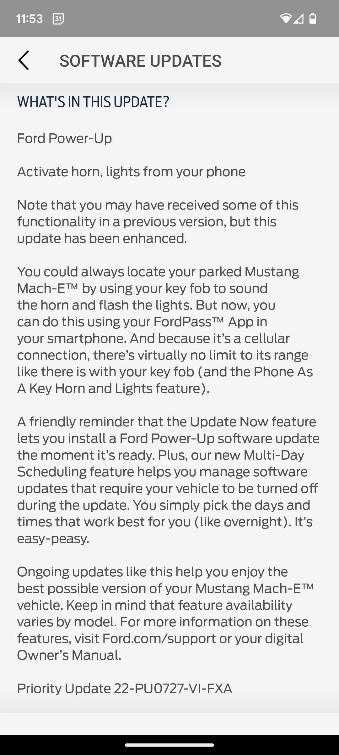 Ford Mustang Mach-E OTA Priority Update 22-PU0727-VI-FXB Screenshot_20220902-235324