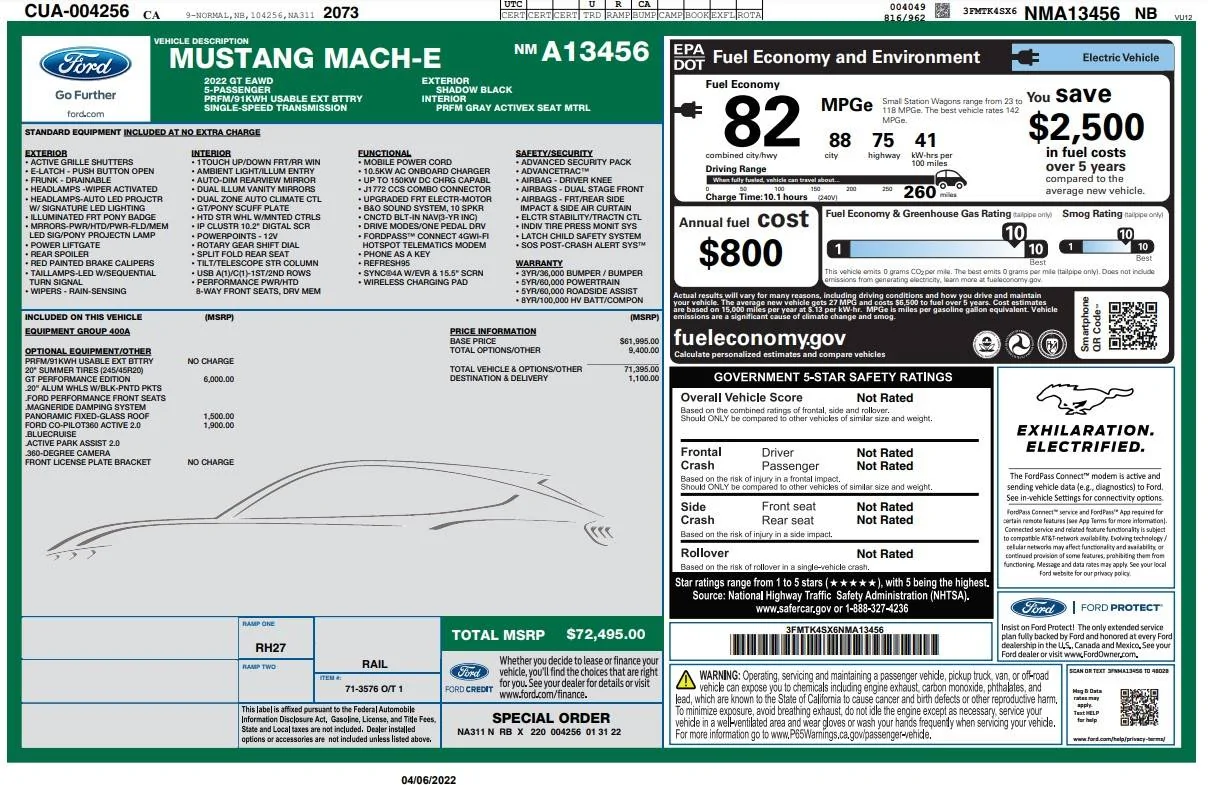 Ford Mustang Mach-E Who ordered a 2023 today?  Post up some pics/share what you ordered! window sticker 