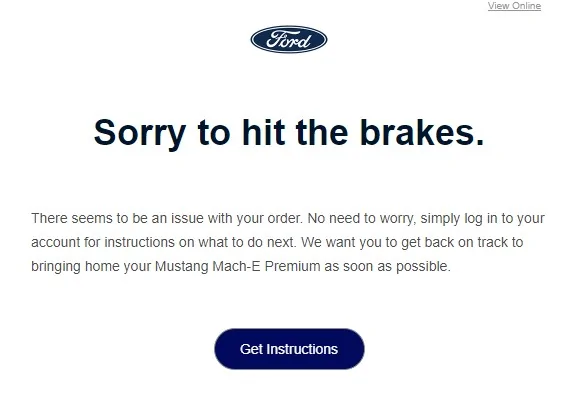Ford Mustang Mach-E There is an issue with your order... Screenshot 2022-09-06 201610
