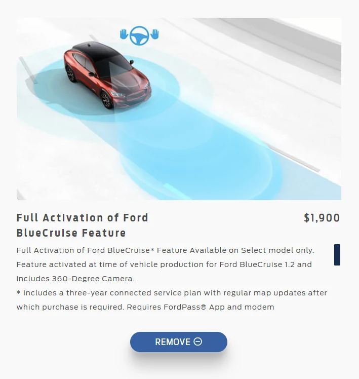 Ford Mustang Mach-E 360 camera subscription on 2023 Select 1662585724357