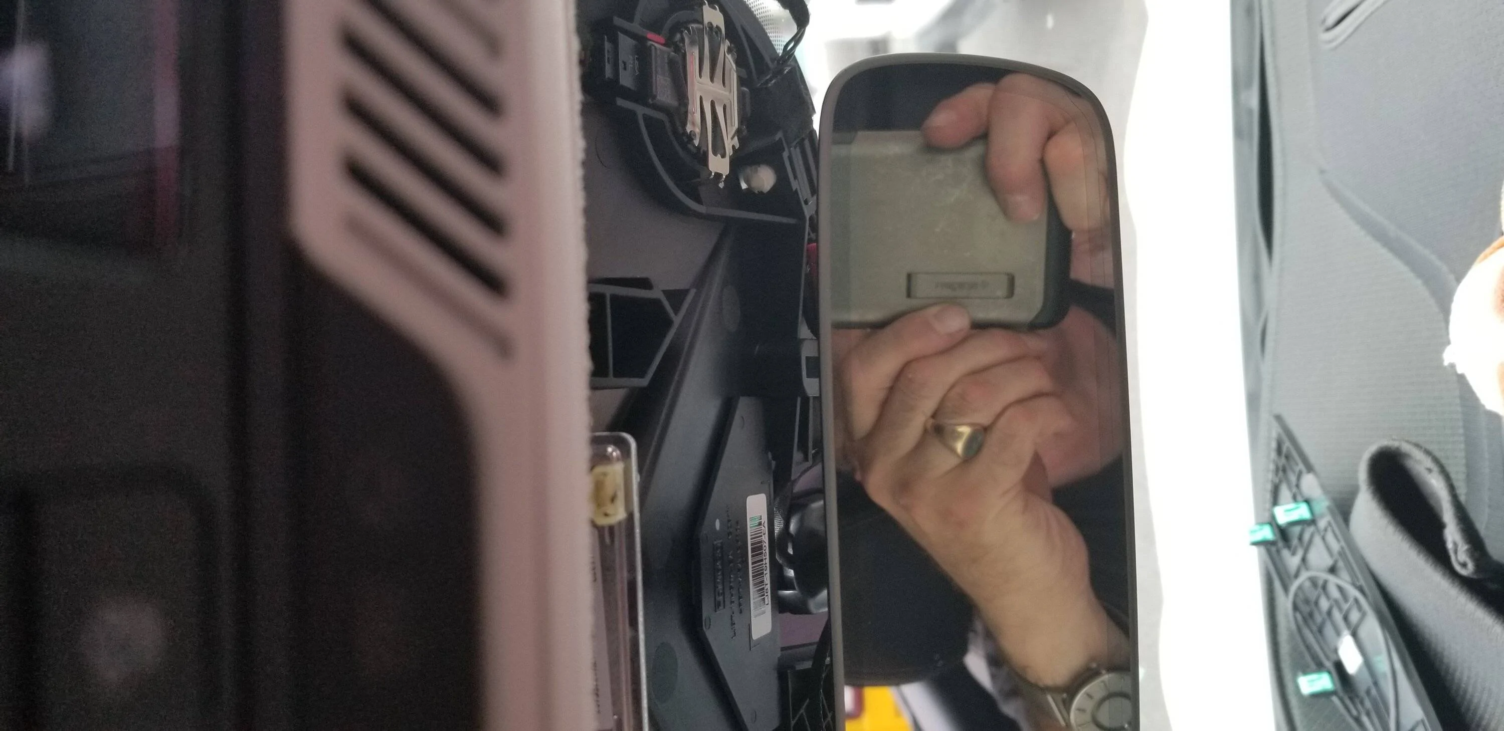 Ford Mustang Mach-E Radar Detector Mounting - trying to come up with a solution. Non-IR-coated area of the windshield where the radar detector will live, just to the left of 