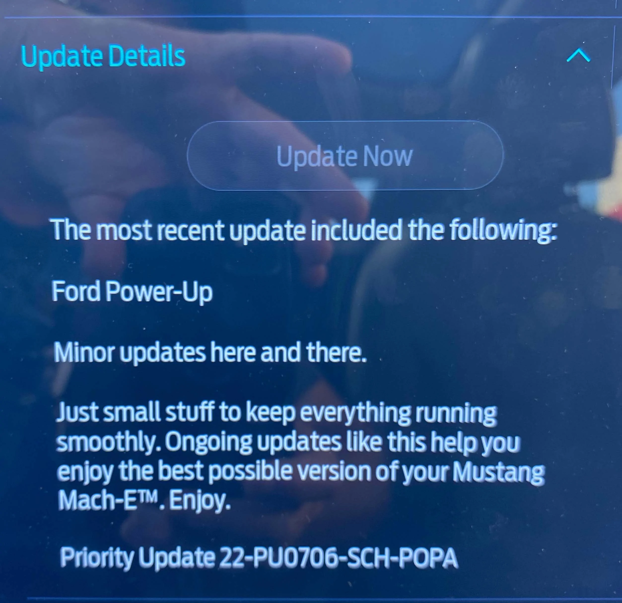 Ford Mustang Mach-E OTA 22-PU0706-SCH-POPA Update 22-PU0706-SCH-POPA