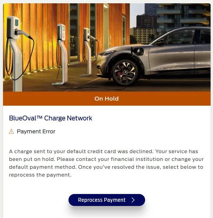 Ford Mustang Mach-E Blueoval charge network error with electrify america 1662683915266