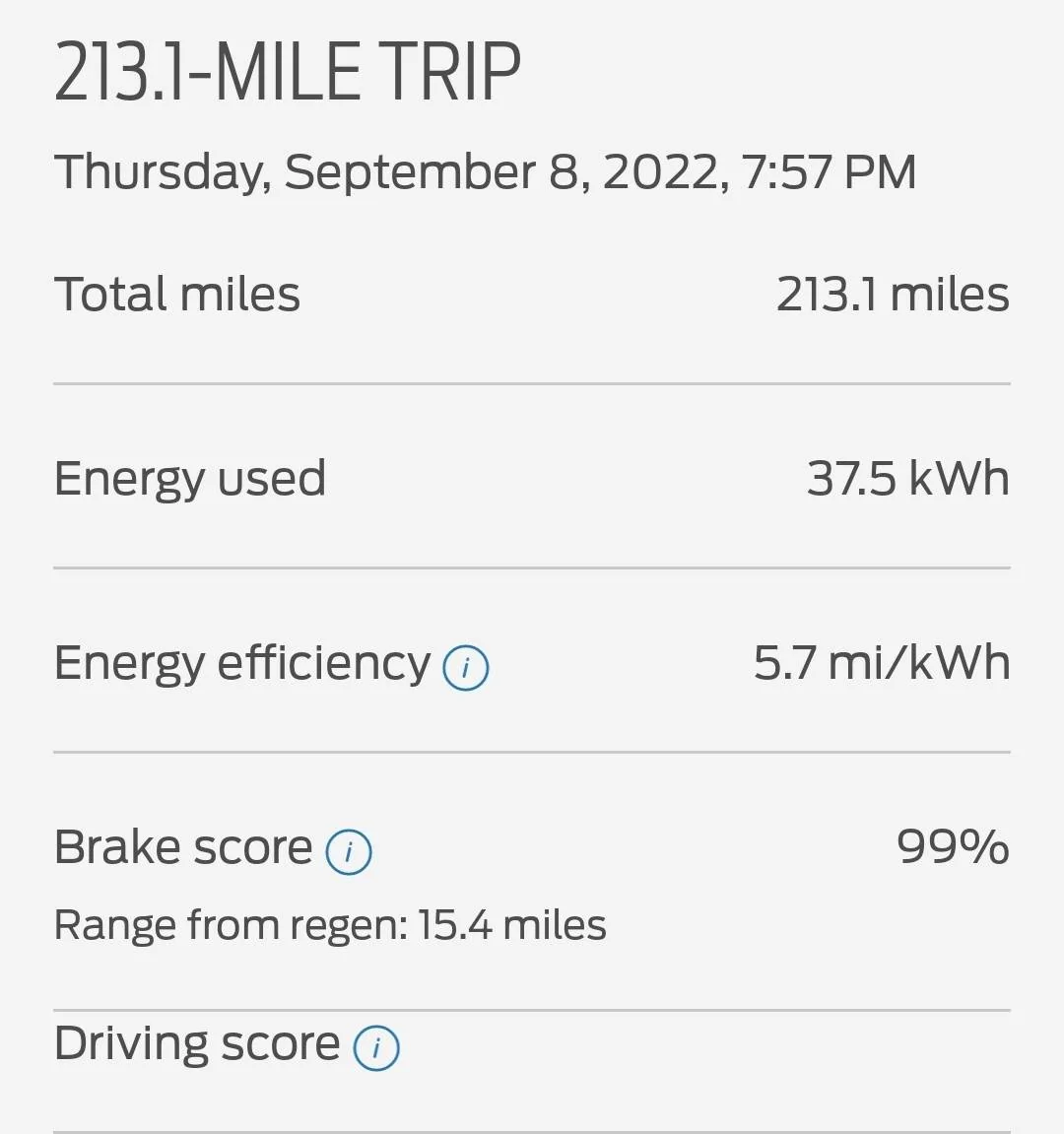 Ford Mustang Mach-E Software Issue -- Ridiculously erroneous "This Trip" data Screenshot_20220909_072610