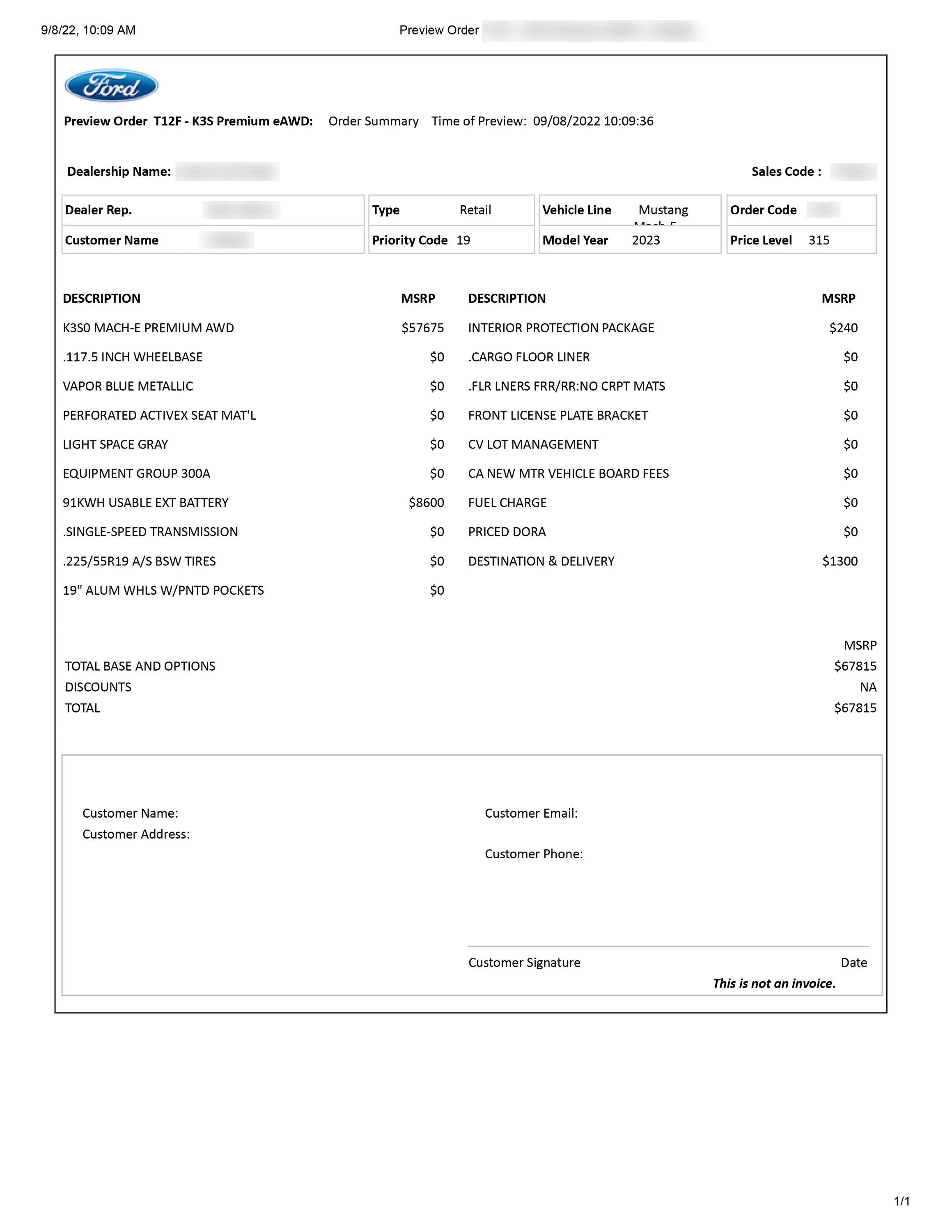 Ford Mustang Mach-E 2023 dealer shenanigans? Preview Order - K3S Premium eAWD