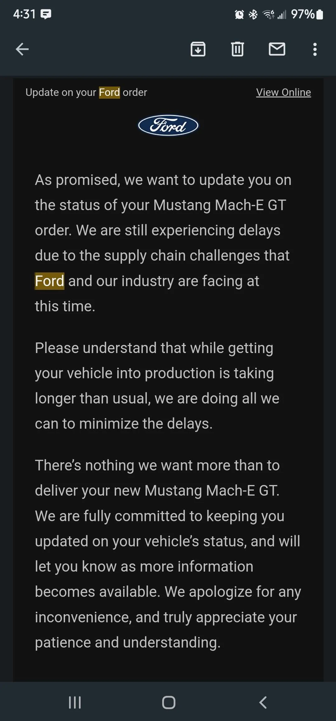 Ford Mustang Mach-E 9/5 Build Week Thread Screenshot_20220915-163134_Gmail