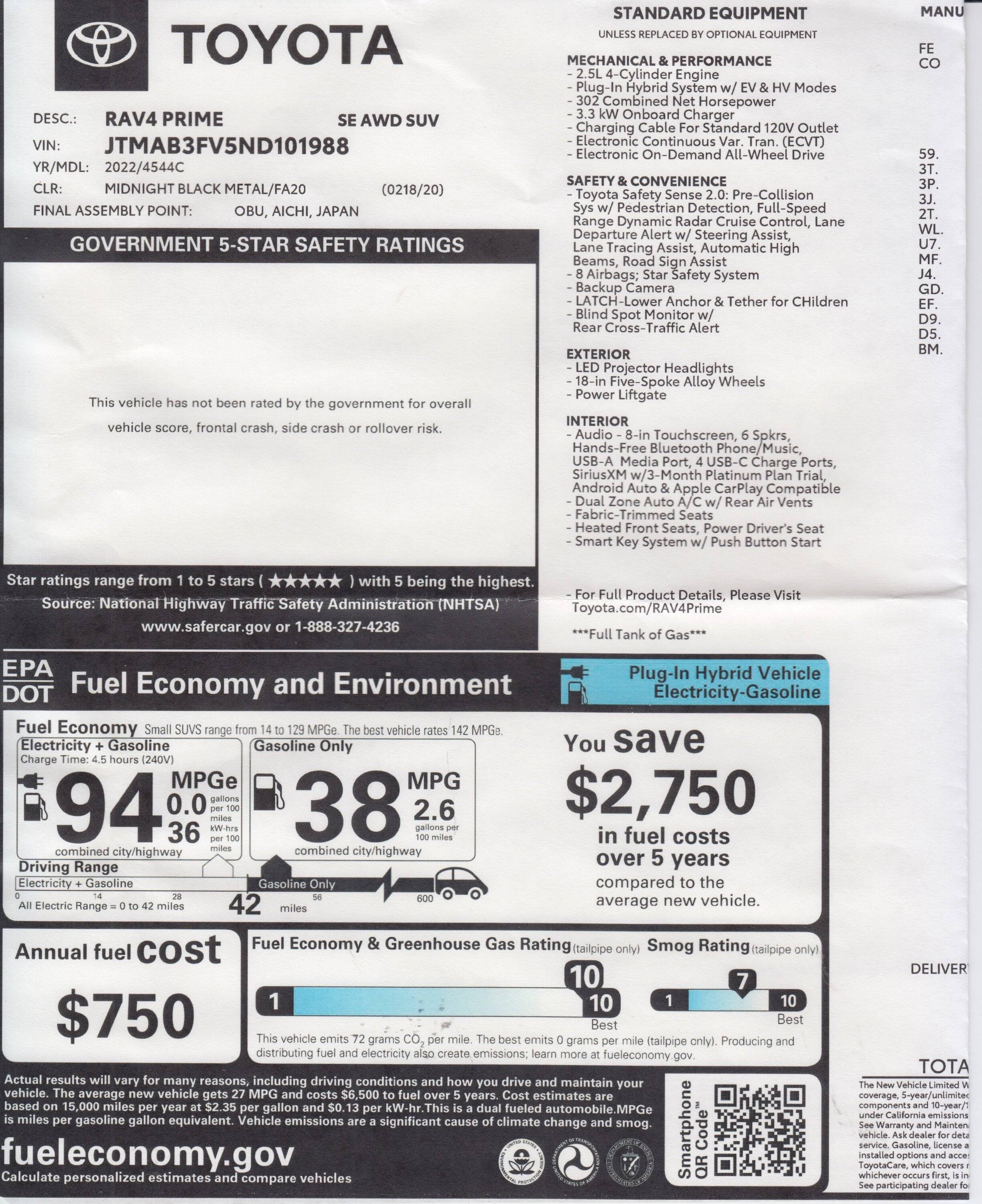 Ford Mustang Mach-E This Forum Has Been Great RAV4 Prime Window Sticker