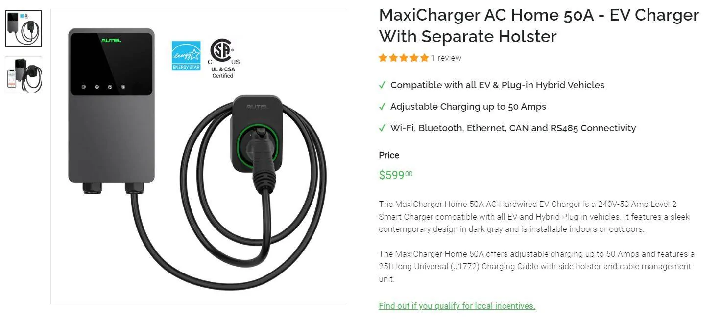 Ford Mustang Mach-E 48A L2 Charger Comparison 1663370371982