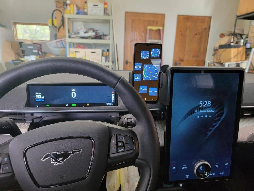 Ford Mustang Mach-E Real time energy expenditure / regeneration 12 displaying CarScanner dashboard