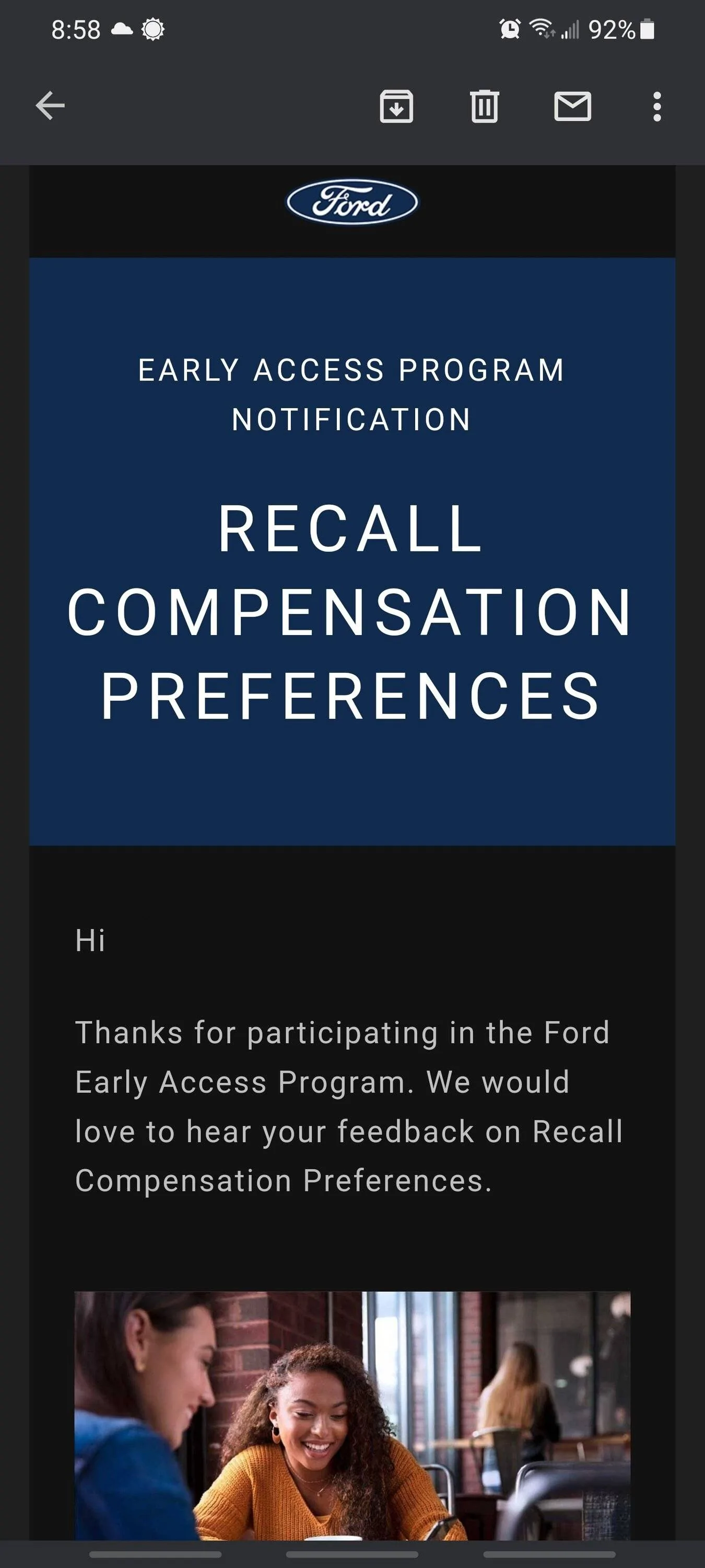 Ford Mustang Mach-E Recall compensation preferences survey Screenshot_20220921-085836_Gmail
