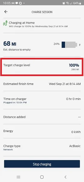 Ford Mustang Mach-E Charging to 100% when limit set to 90% 2022-09-20-22-05