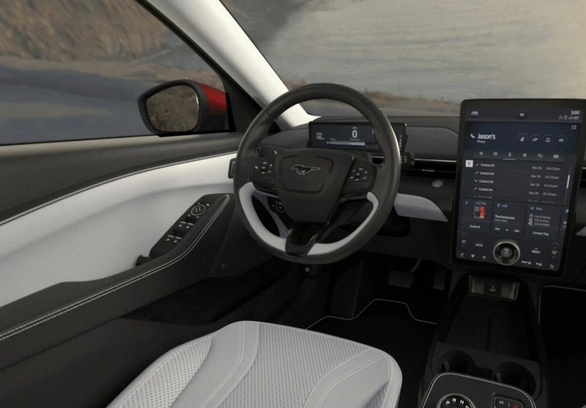 Ford Mustang Mach-E Interior Changed - no more white accent on steering wheel Screen Shot 2020-11-14 at 1.30.16 PM