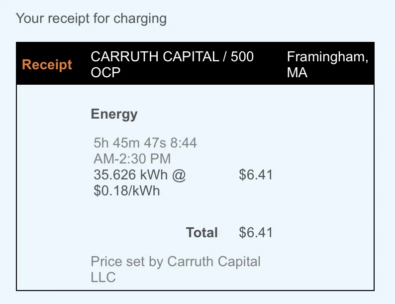 Ford Mustang Mach-E Impact of cold weather on EV range. Why high range is important to those in cold climates. ScreenShot-CP Receipt