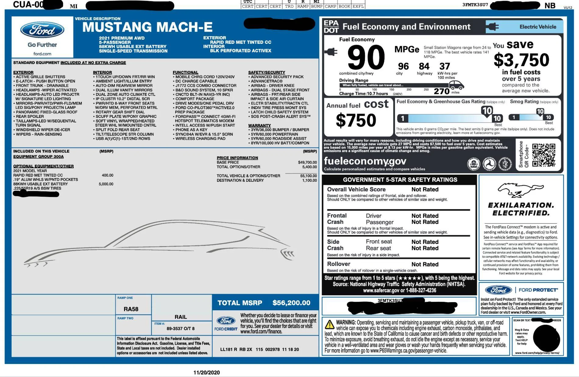 Ford Mustang Mach-E Mach-E EPA Ratings Revealed in Window Sticker! 1605896258943