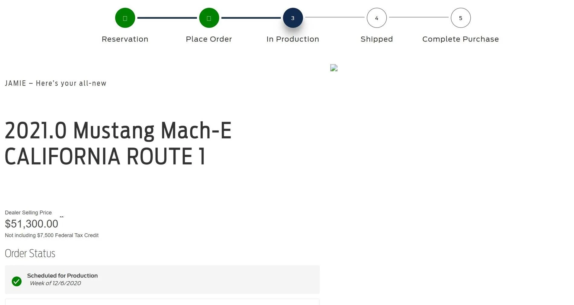 Ford Mustang Mach-E Order status page - confusing updates Screenshot 2020-11-25 080704