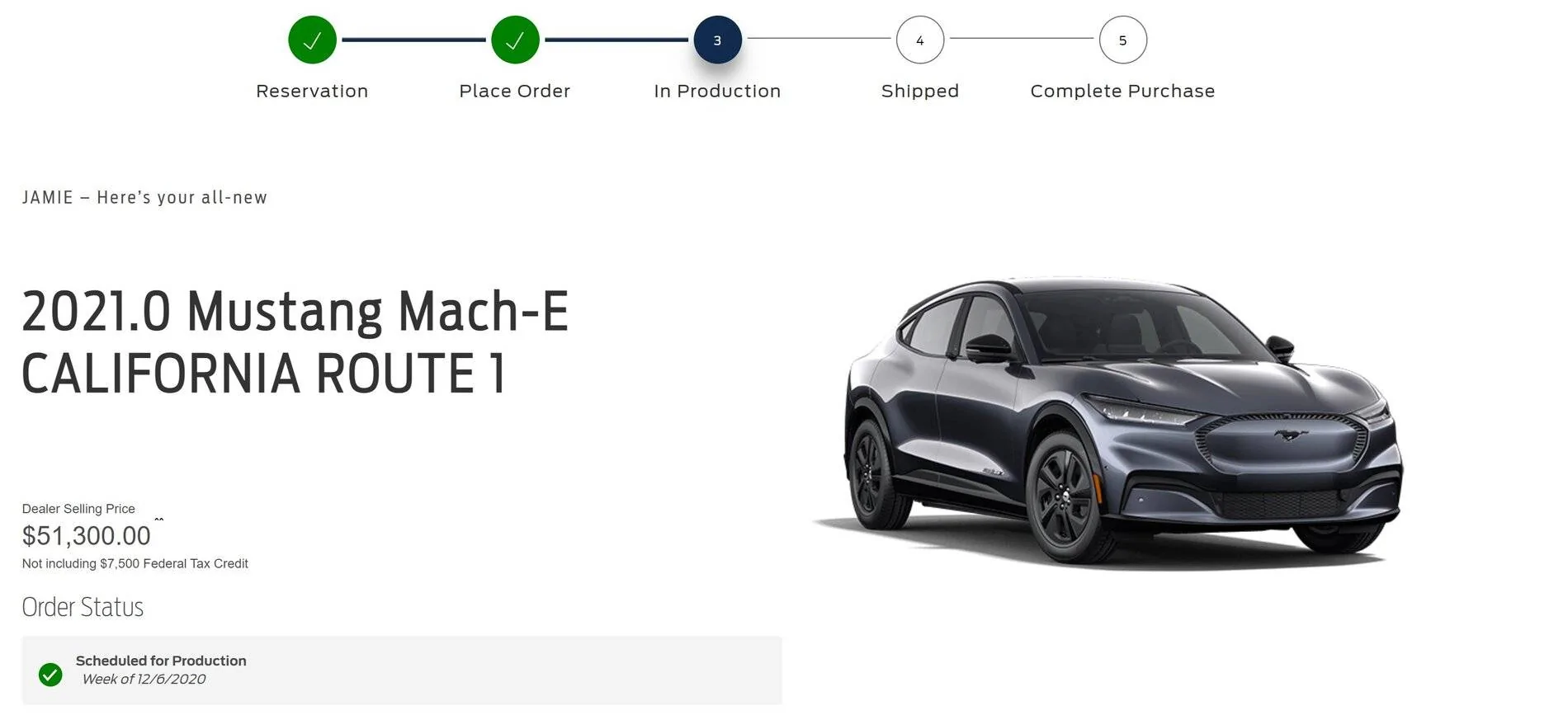 Ford Mustang Mach-E Order status page - confusing updates Screenshot 2020-11-25 080951