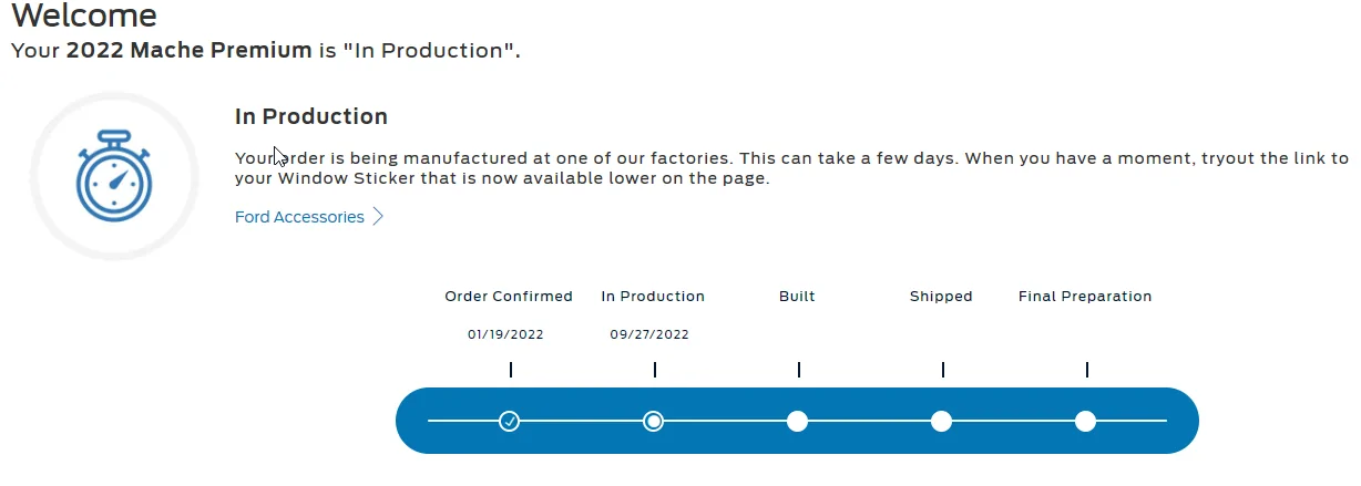 Ford Mustang Mach-E 9/26/22 Build Week Chat 2022-09-28 11_38_07-Ford Vehicle Order Tracking Status