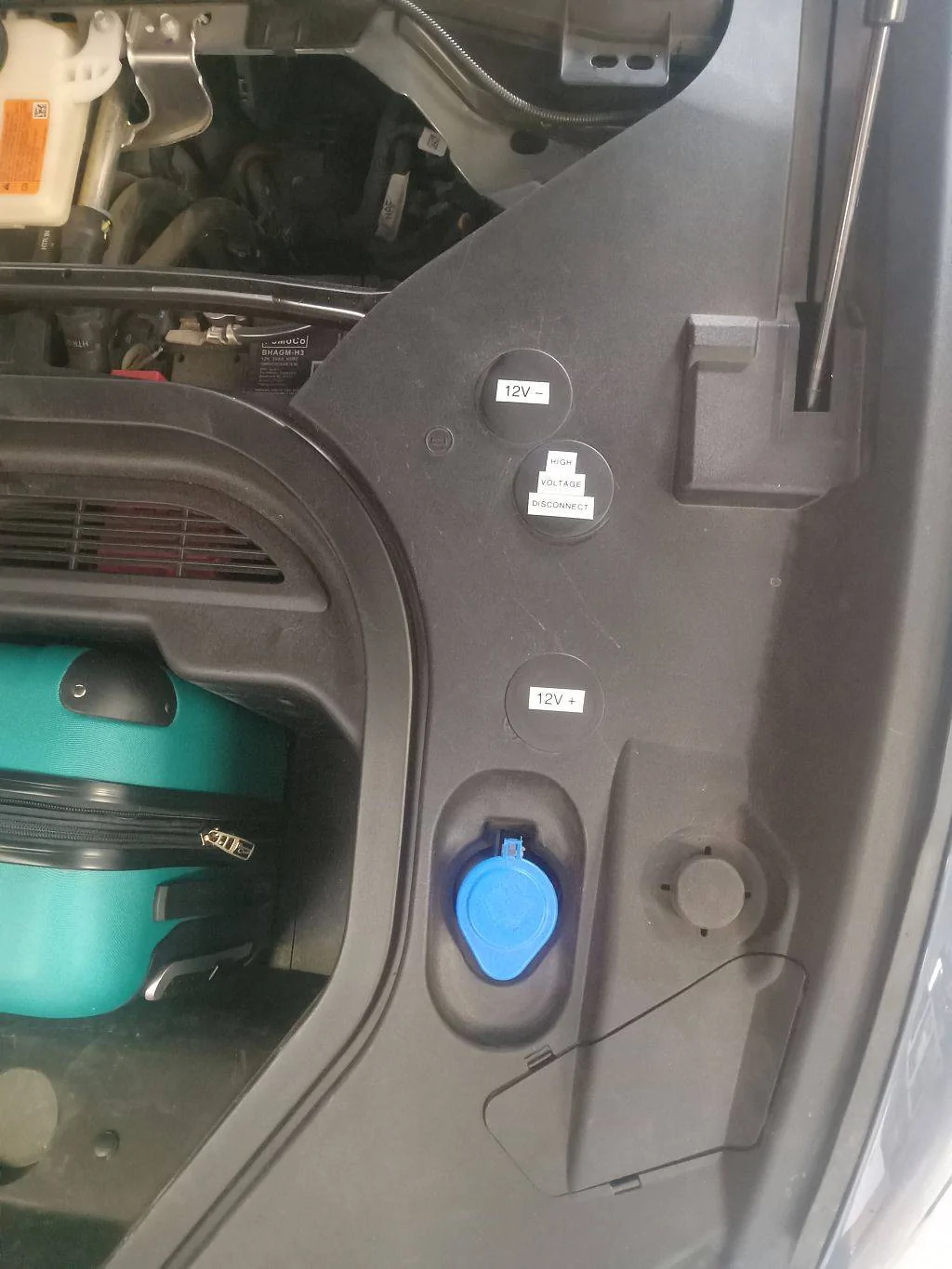 Ford Mustang Mach-E How to DIY - add access holes for LVB 12v battery connection points & HV Disconnect Relay for Safety 06 added 3rd for HV disco