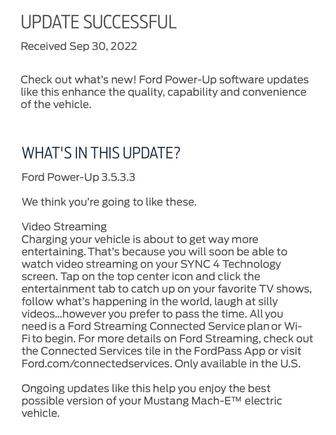 Ford Mustang Mach-E YouTube Streaming Finally Appears in Software 3.5.3.3 ! IMG_2FD0B01F9C8C-1