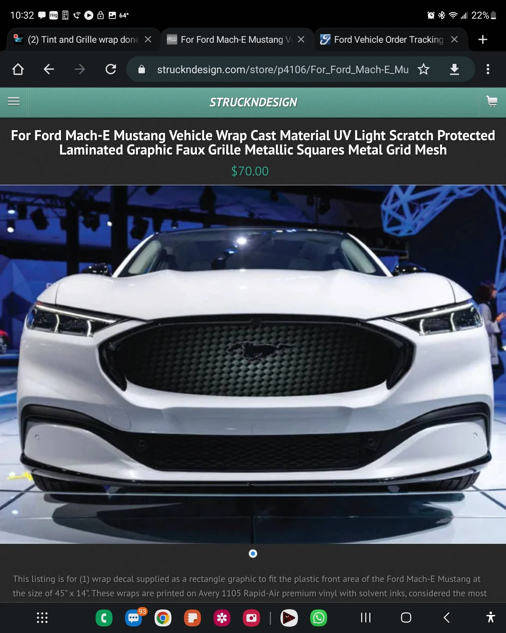 Ford Mustang Mach-E Tint and Grille wrap done Screenshot_20220929_223220_Chrom