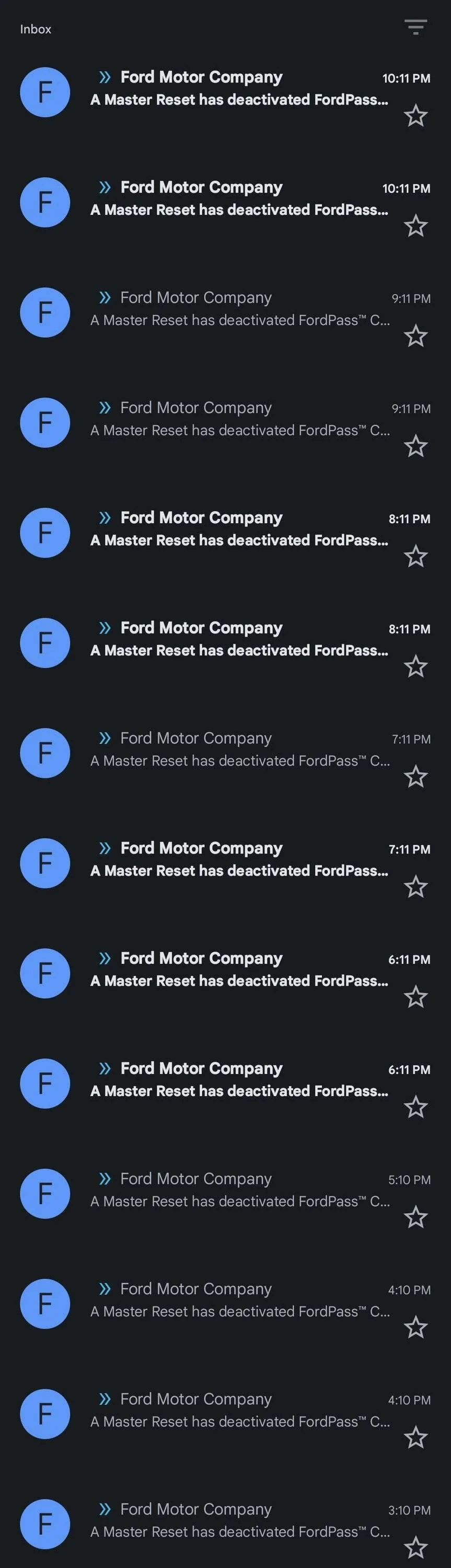 Ford Mustang Mach-E Getting a Master Reset email every hour today since 3pm?! Screenshot_20221009_221243_Gmail