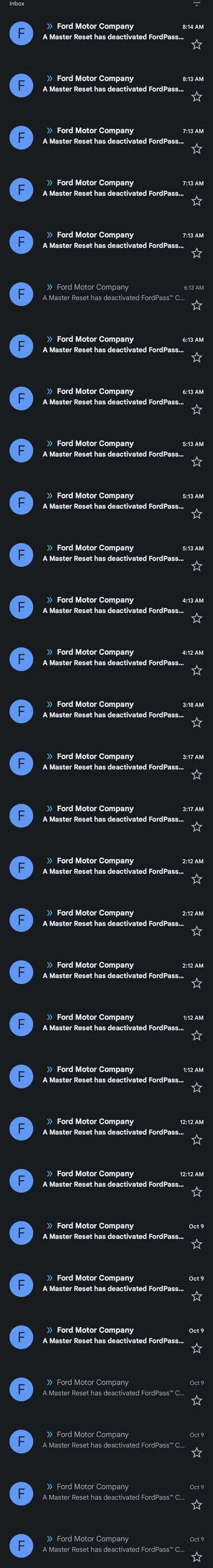 Ford Mustang Mach-E Getting a Master Reset email every hour today since 3pm?! Screenshot_20221010_090631_Gmail