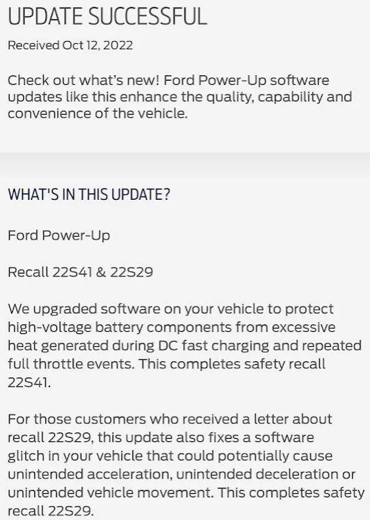 Ford Mustang Mach-E Safety Recall 22S41 - 2021-2022 Mach E - HVBJB Recall [high voltage battery main contactors may overheat] 1665663398910