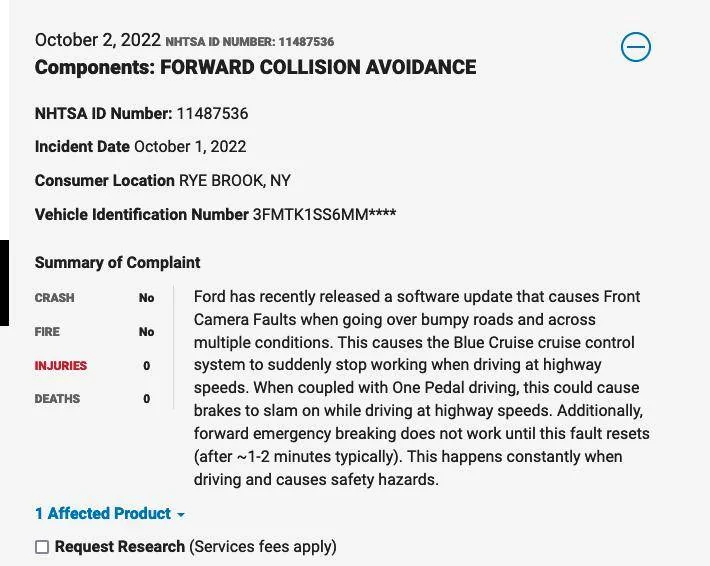 Ford Mustang Mach-E Front Camera Fault & Pre-Collision Assist Not Available Errors 1665665114719
