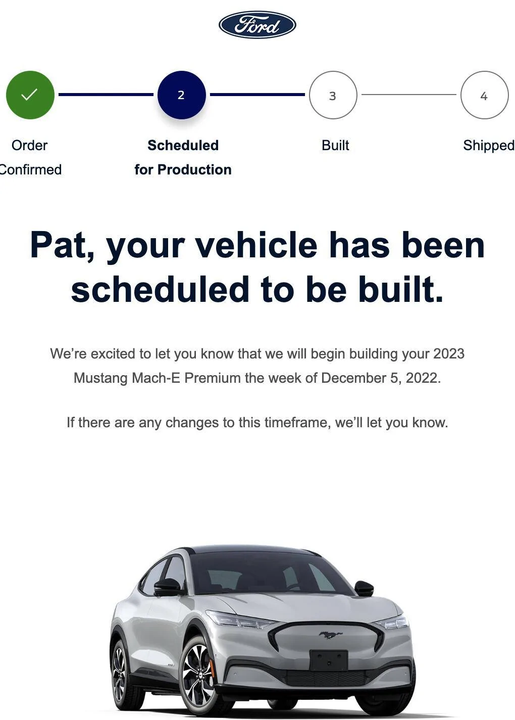 Ford Mustang Mach-E '23 Premium scheduled email from Ford w/ VIN.  When will window sticker show  ? Screen Shot 2022-10-13 at 8.01.01 AM