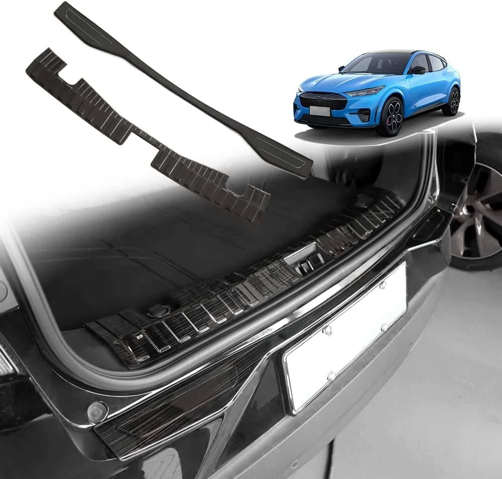 Ford Mustang Mach-E Heavy Duty Metal Trunk and Rear Bumper Pillar Protector that also protects the edge of the pillar 61r-3ZGKE7L._AC_SL1000_