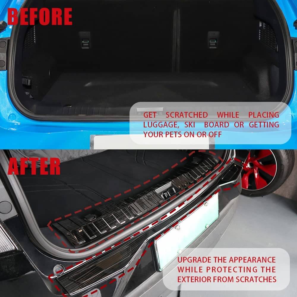 Ford Mustang Mach-E Heavy Duty Metal Trunk and Rear Bumper Pillar Protector that also protects the edge of the pillar 61rstgAPBvL._AC_SL1000_