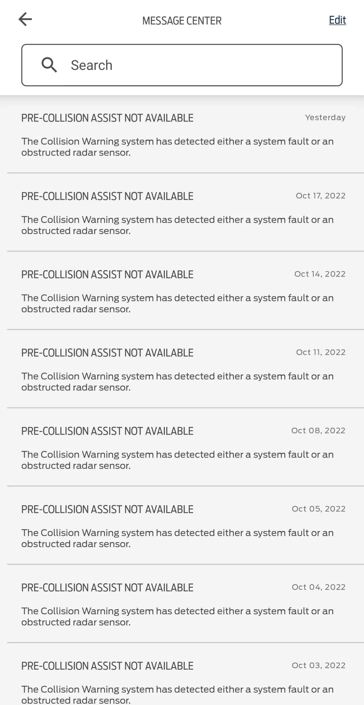 Ford Mustang Mach-E Front Camera Fault & Pre-Collision Assist Not Available Errors Screenshot_20221019-071028