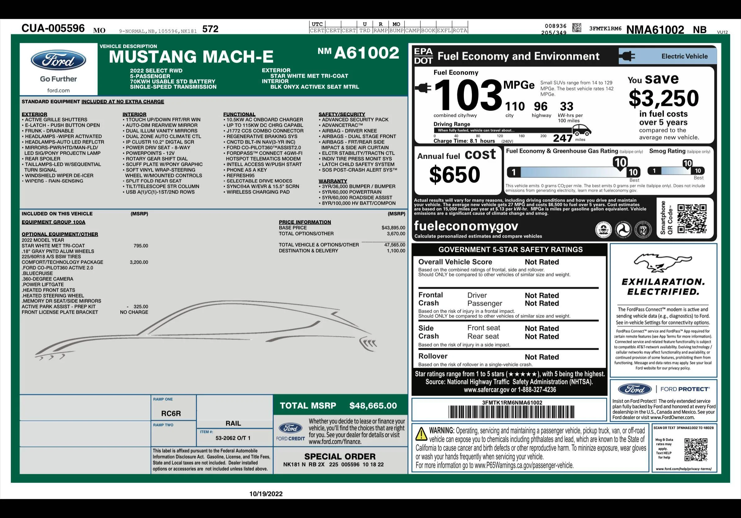 Ford Mustang Mach-E 10/24 Build date 39B486CA-142E-42E1-A2DD-D0FCD015C611
