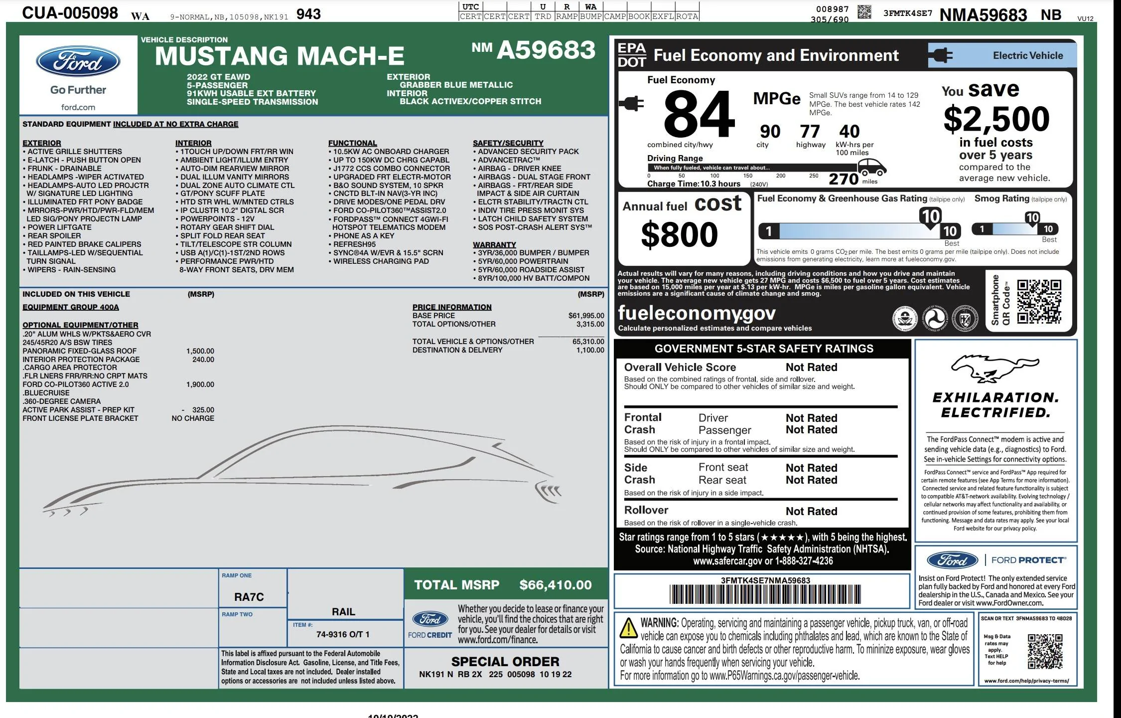 Ford Mustang Mach-E 10/24 Build date 20221019_200750