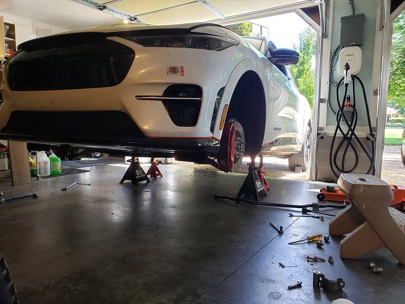 Ford Mustang Mach-E Putting MME on jack stands 52283852657_a0800a2437_c