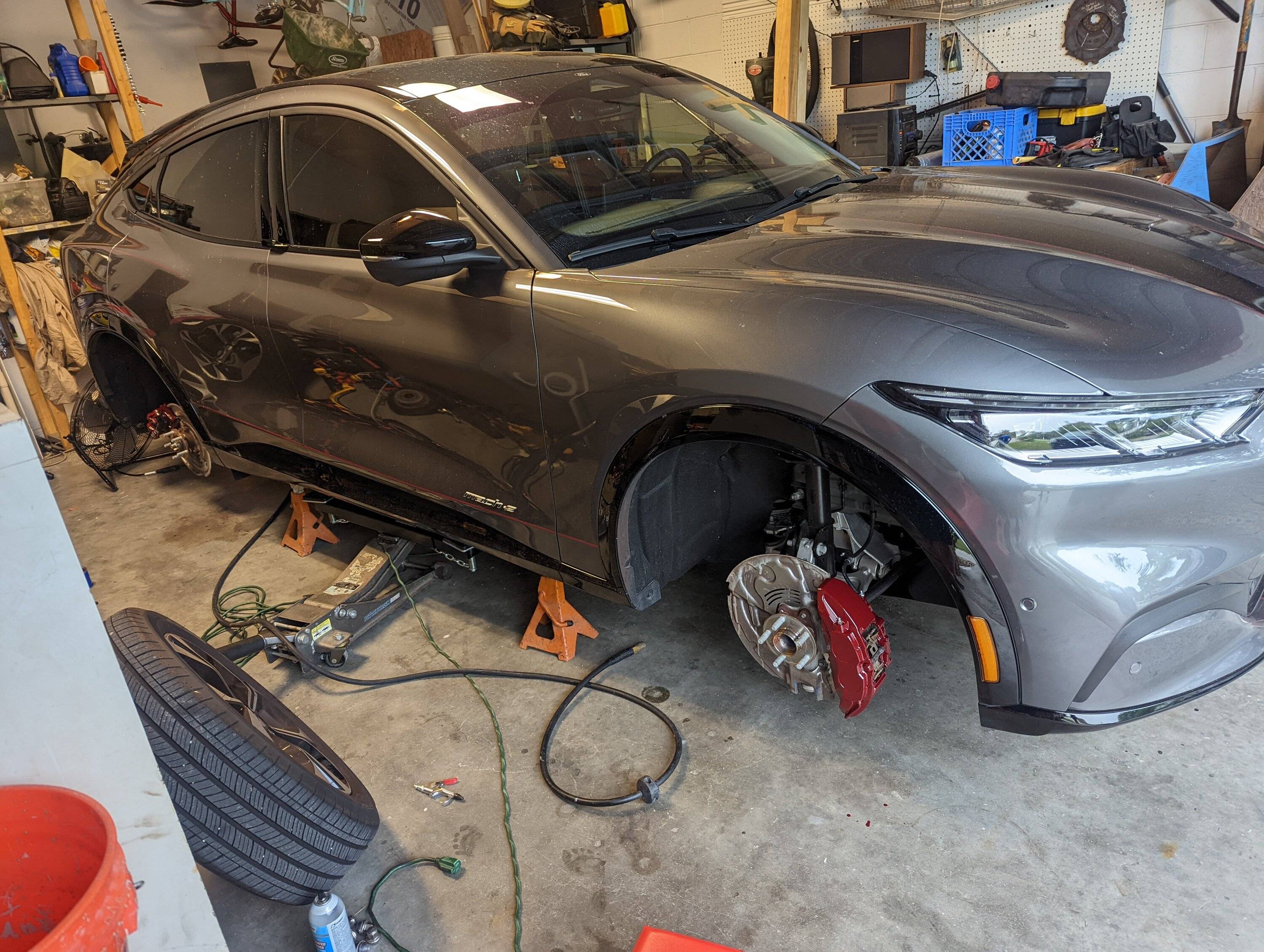Ford Mustang Mach-E Putting MME on jack stands PXL_20220716_204113150