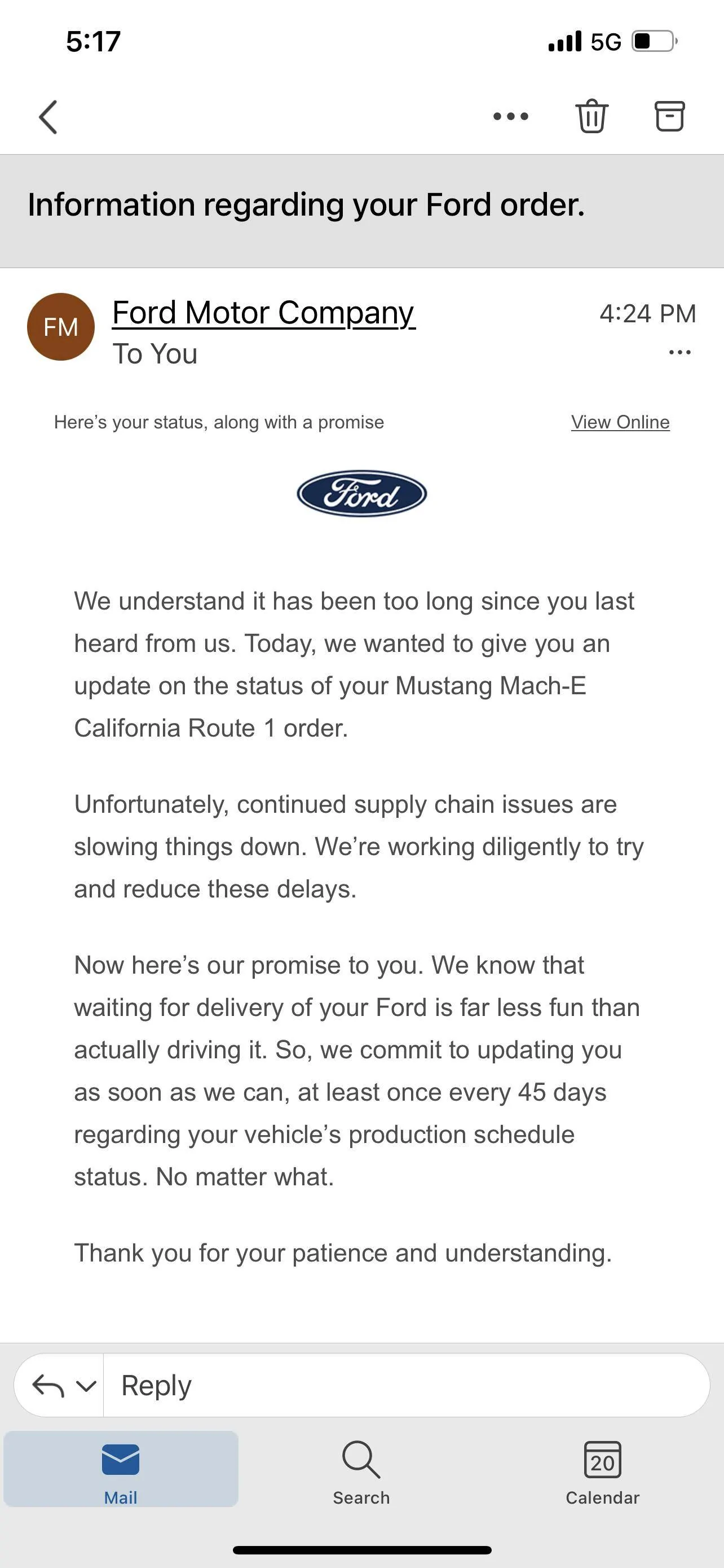 Ford Mustang Mach-E Supply Chain Issues F446368B-5673-49D1-87C0-3BB03AA594D6