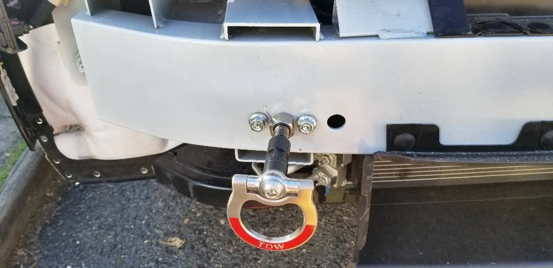 Ford Mustang Mach-E DIY - How to install a front tow ring at the front bumper knockout cover. Tow ring - front angle vi