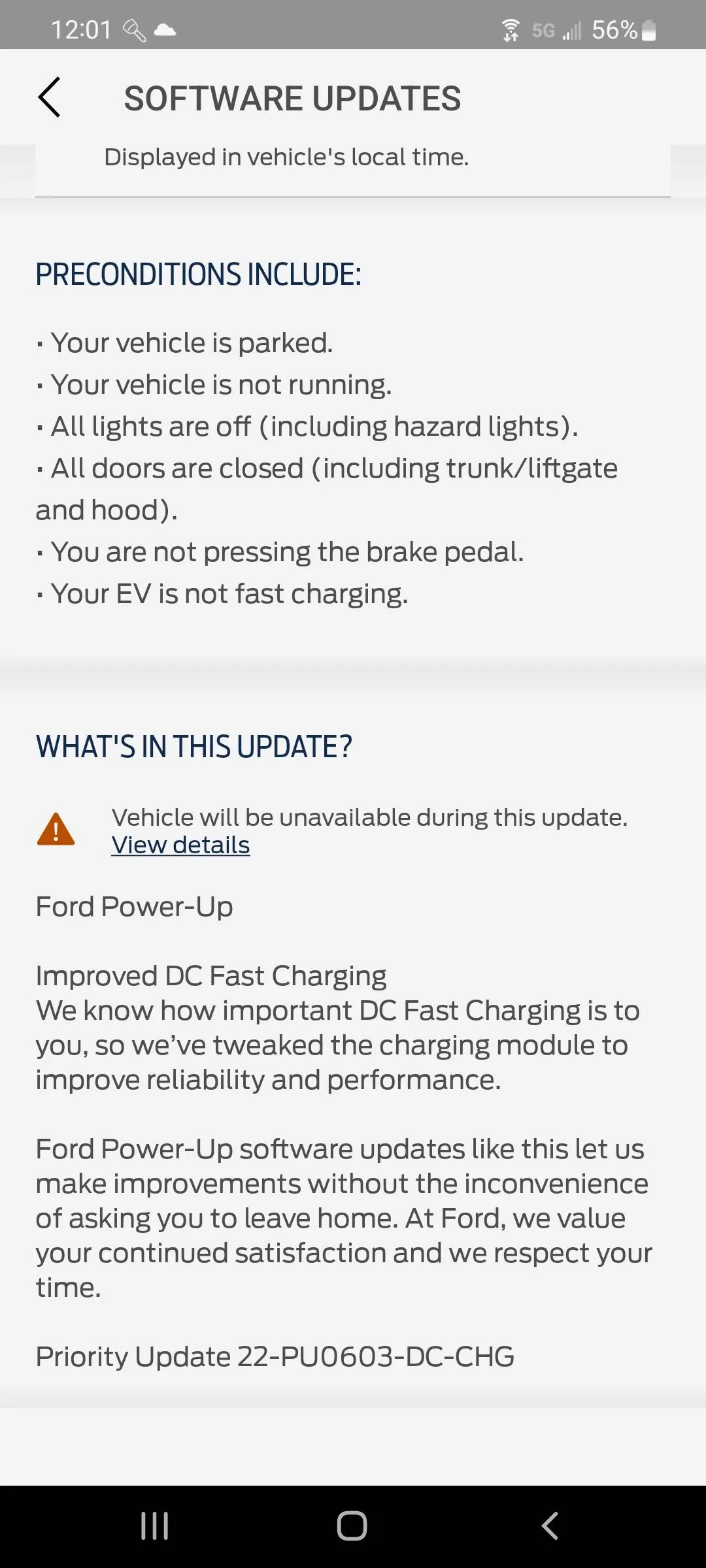 Ford Mustang Mach-E Priority Update 22-PU0603-DC-CHG Improve DC Fast Charging Screenshot_20221101-000108_FordPass