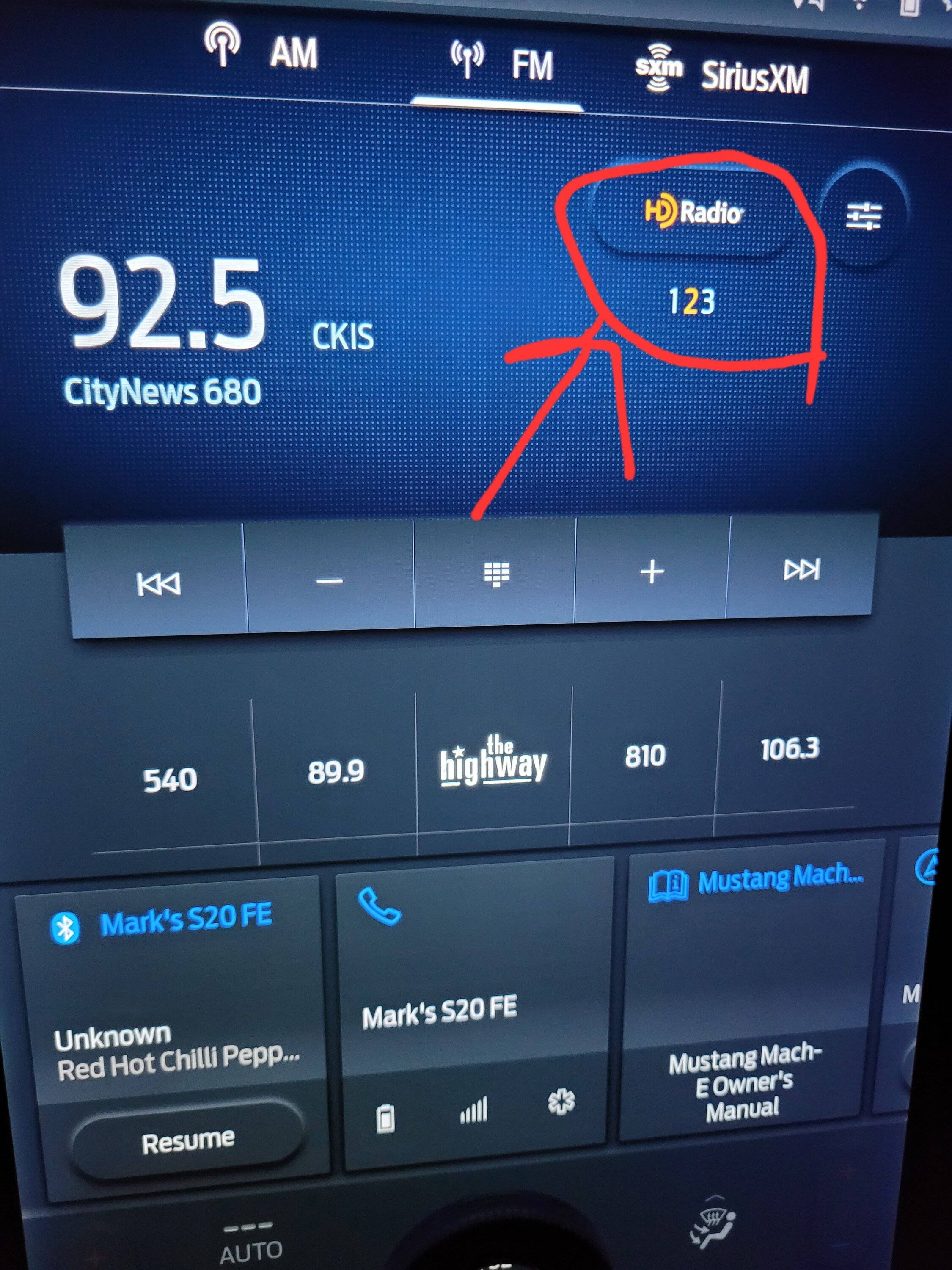 Ford Mustang Mach-E No setting to enable HD Radio 20221102_185327