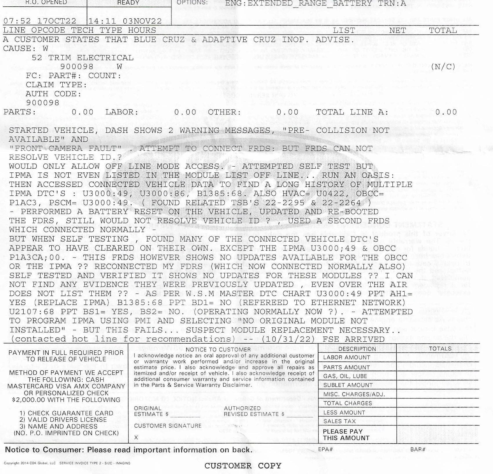 Ford Mustang Mach-E Front Camera Fault & Pre-Collision Assist Not Available Errors 11-03-2022 Service_02