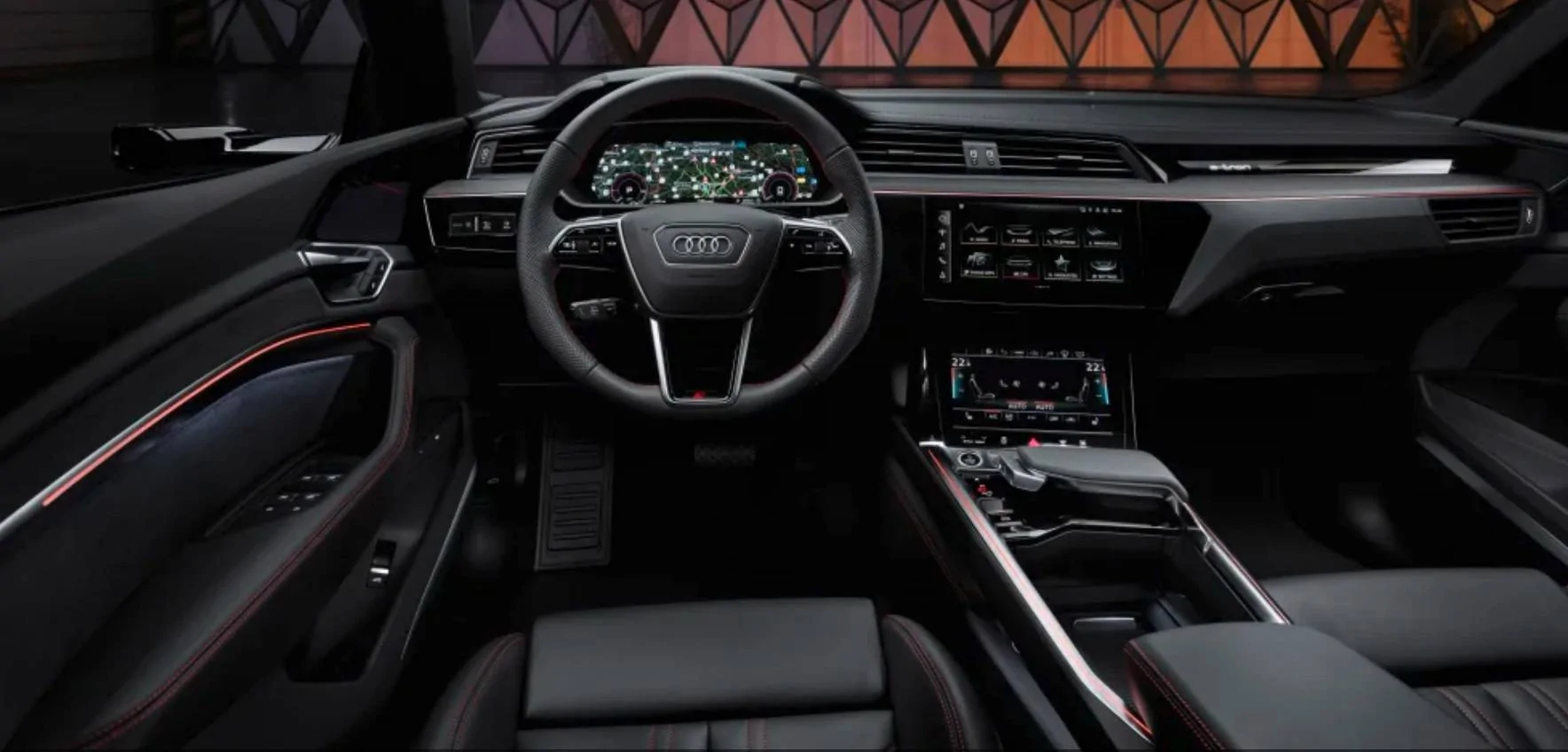 Ford Mustang Mach-E Mach-E vs. 2024 Audi Q8 E-tron q8-interior