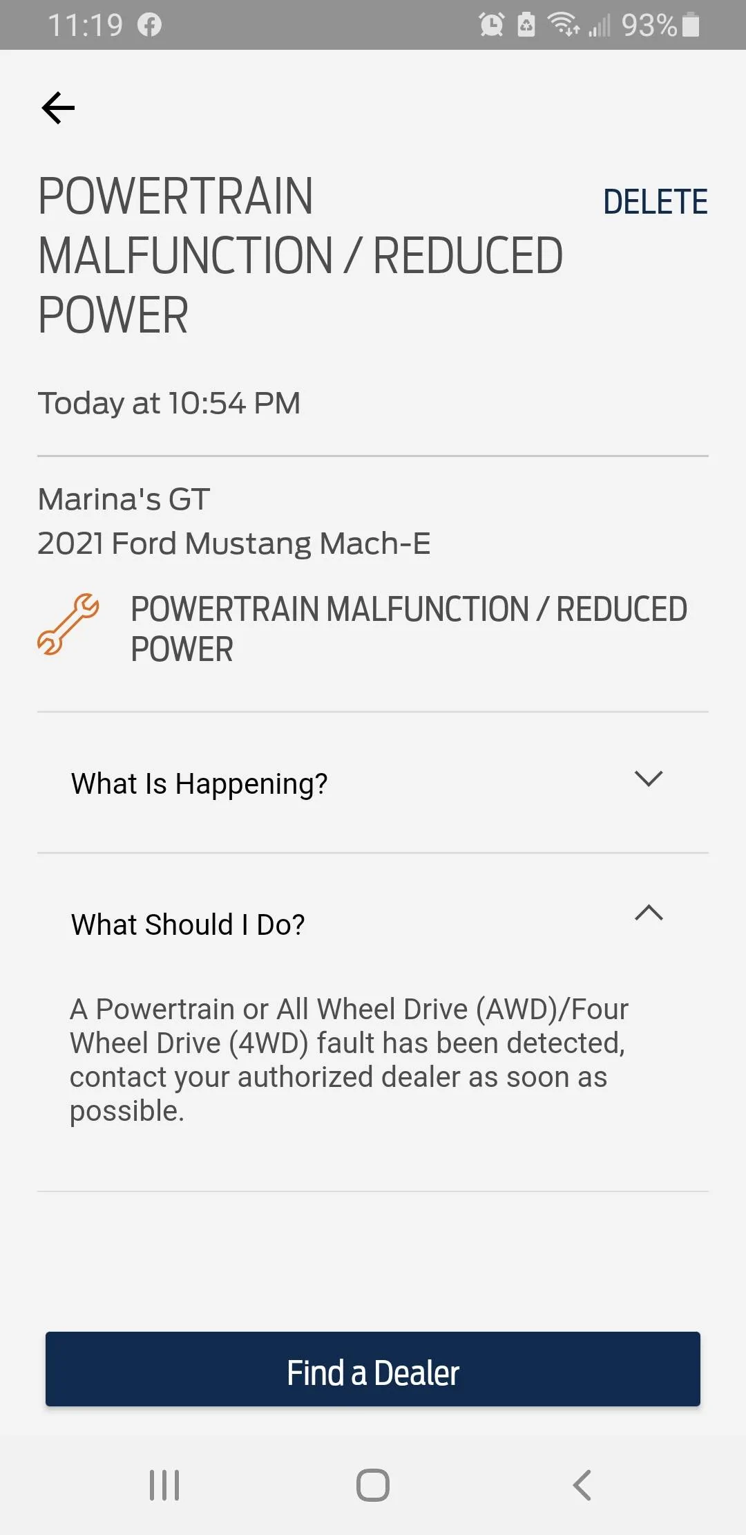 Ford Mustang Mach-E Powertrain malfunction...... Screenshot_20221114-231922_FordPass