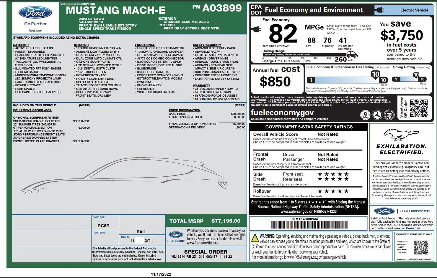 Ford Mustang Mach-E 11/21/2022 Build Week Gang windowsticker modified