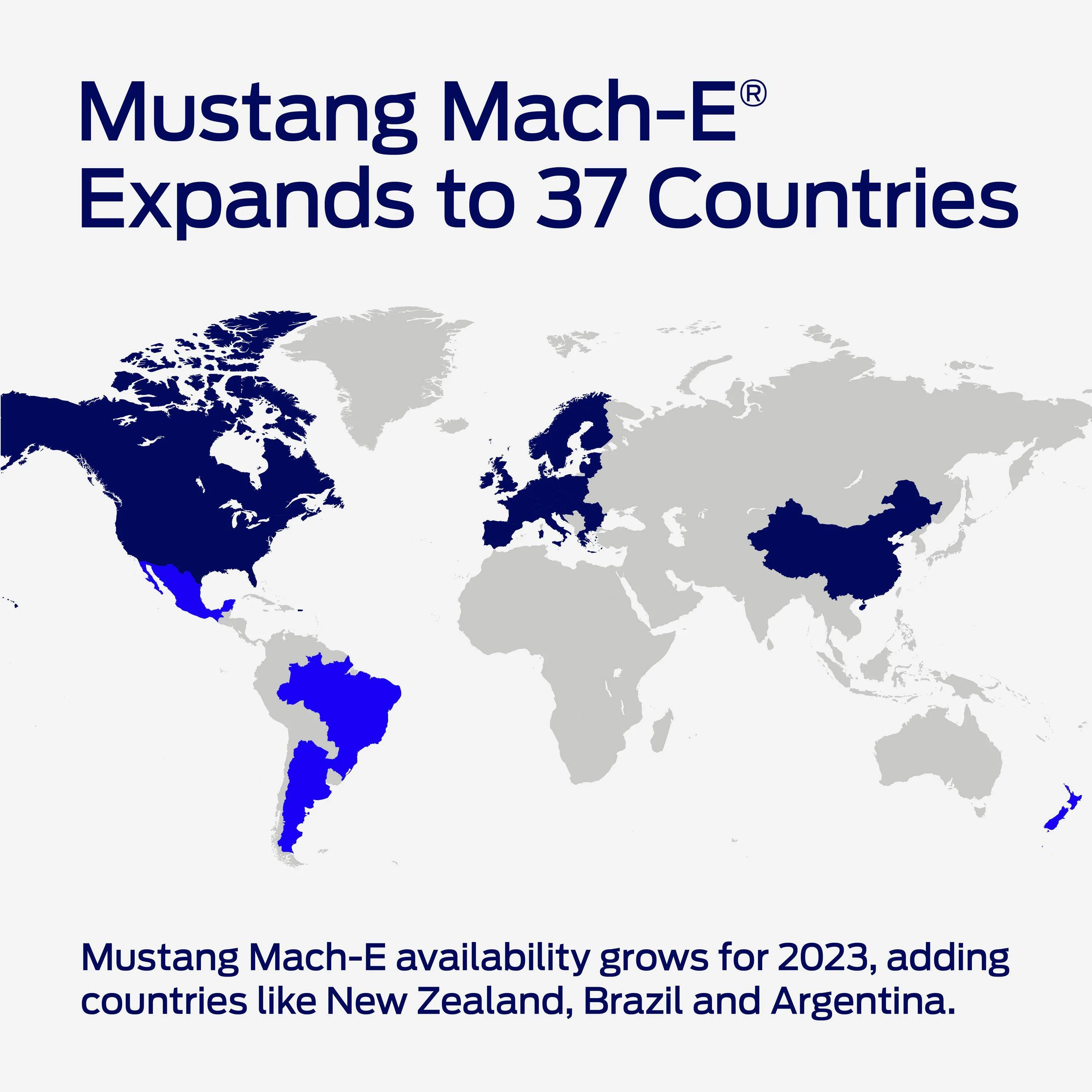 Ford Mustang Mach-E The 150,000th Mach-E Has Been Built! Now Available in 37 Countries Mustang%20Mach-E%20Global