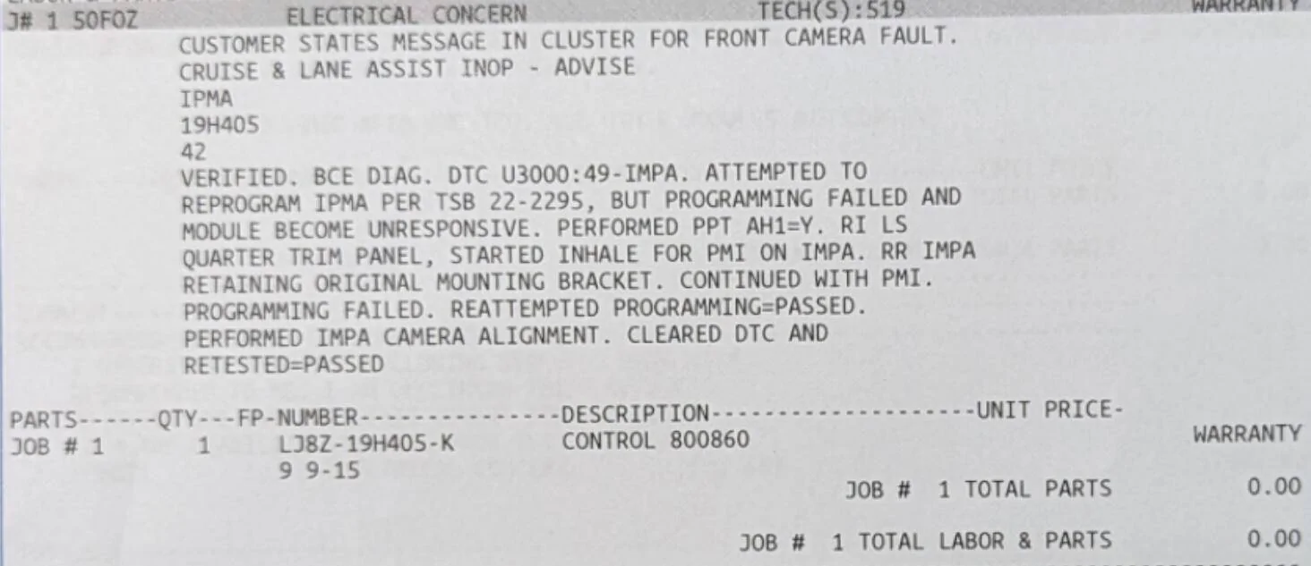 Ford Mustang Mach-E Front Camera Fault & Pre-Collision Assist Not Available Errors 1670506345112