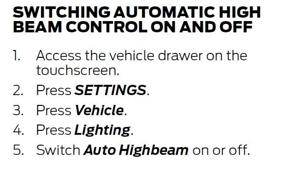 Ford Mustang Mach-E Automatic high beams high beams