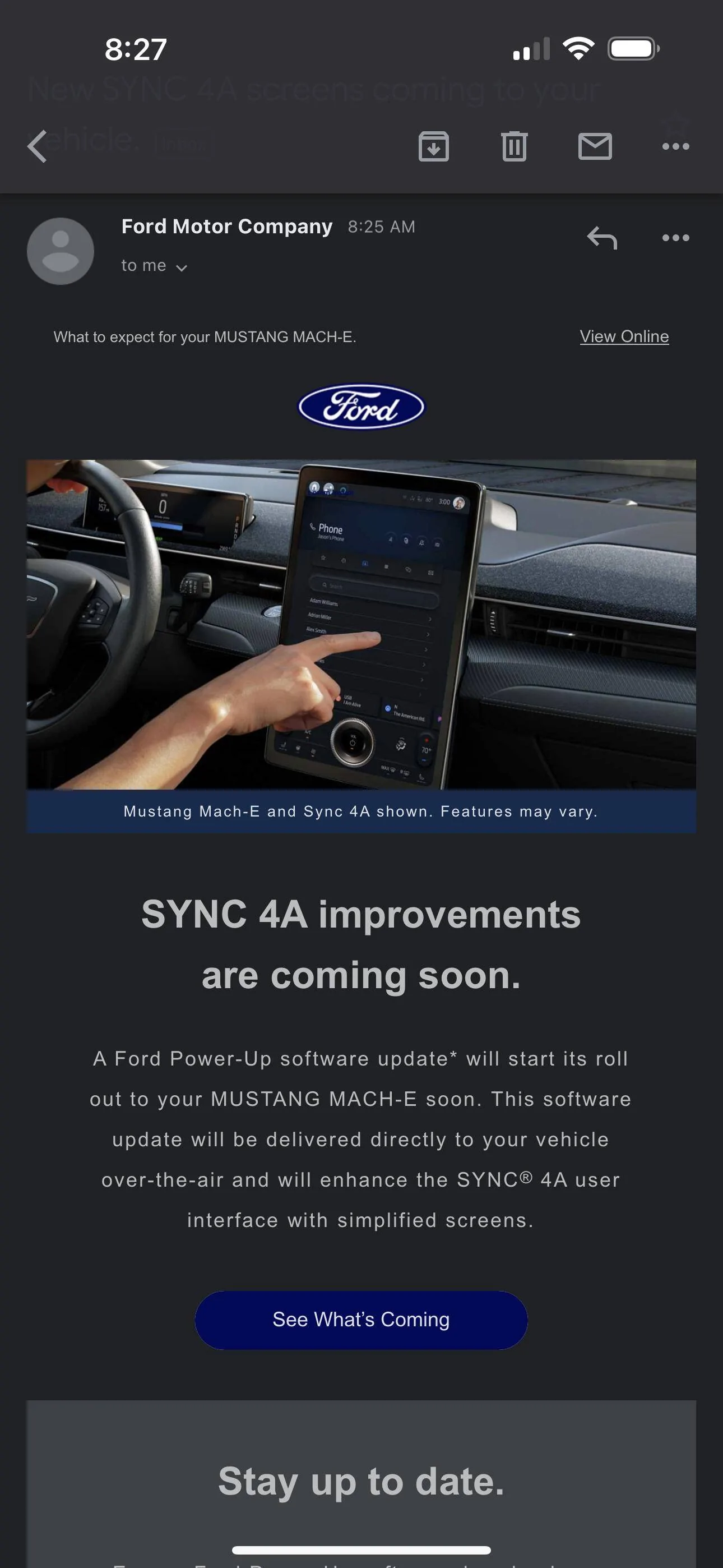 Ford Mustang Mach-E Sync 4A Update Overview from Ford - Larger Apple CarPlay Android Auto interface, added dial functionality & more B2DB9DEA-060F-4DBA-A139-A4063B045AEE